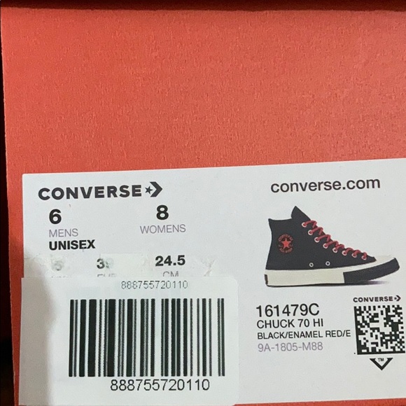 Converse Chuck 70 HI Canvas Black Enamel Red W - Picture 8 of 8